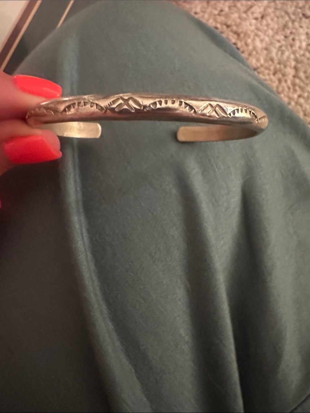 Vintage handcrafted sterling silver Navajo-style cuff bracelet